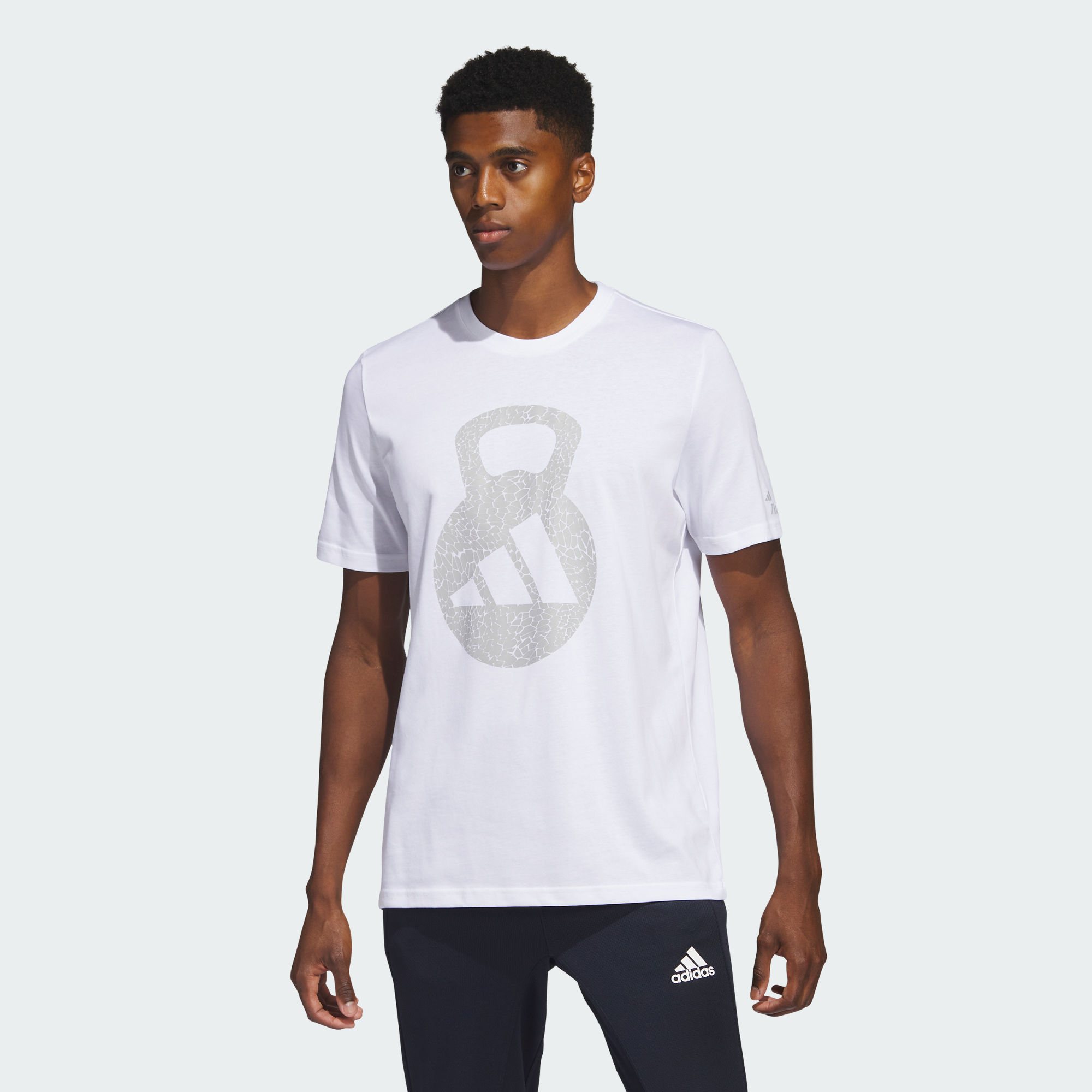 Adidas AEROREADY TRAINING LOGO GRAPHIC SHORT SLEEVE T-SHIRT MEN WHITE Size a/L