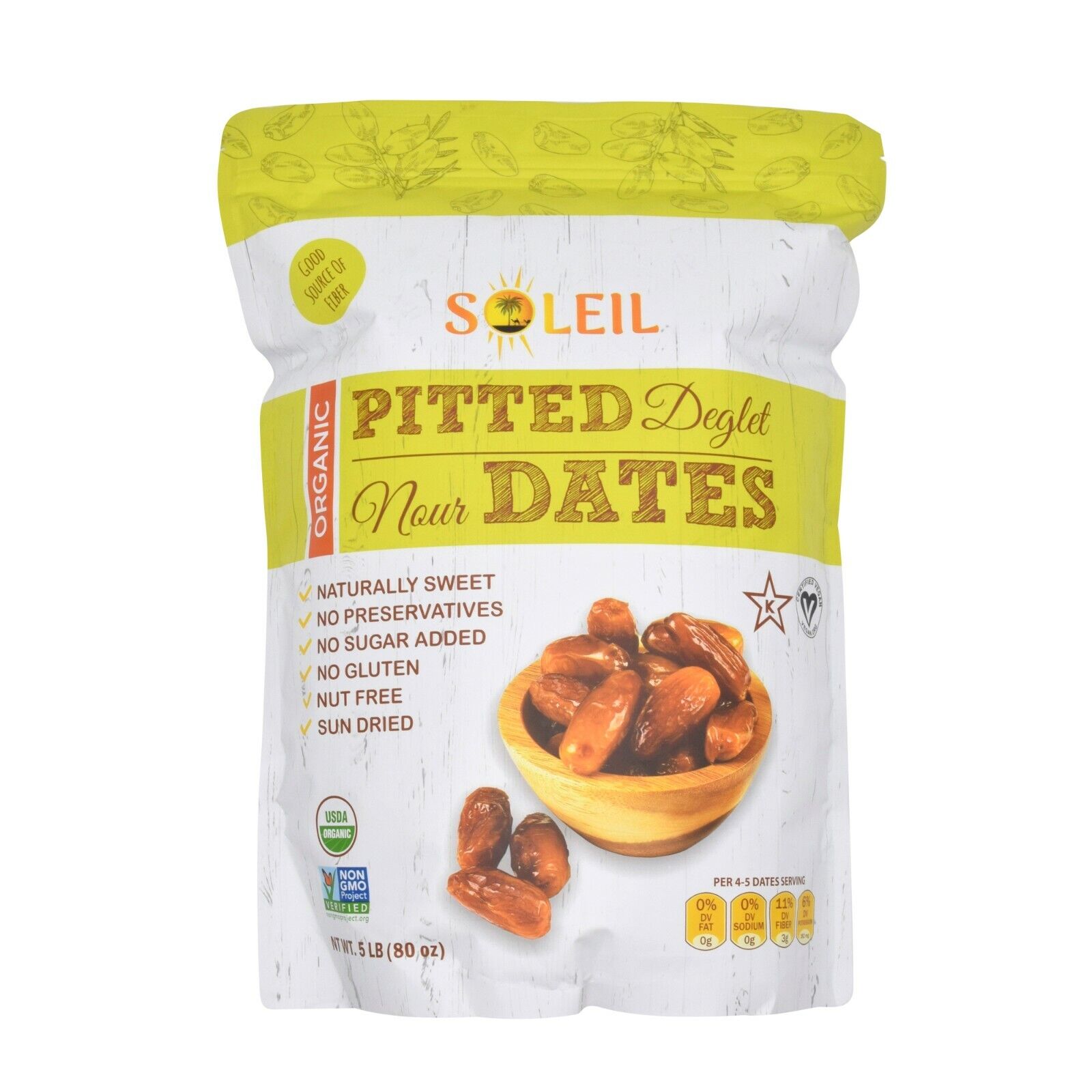 Organic Pitted Dates | 100% Algerian Deglet Noor| Certified ORGANIC  NON-GMO  VEGAN  KOSHER  Naturally Sweet and Gluten-free  NO Sugar Added  NO Sulfu thumbnail