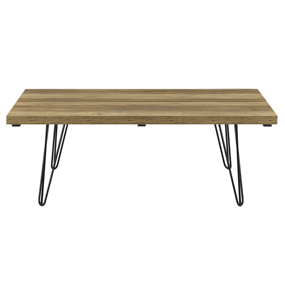 [en. Casa]® Couch-Tisch Design MDF - Holzfarben - 110x60x35cm - Beistelltisch Mit Hairpinleg