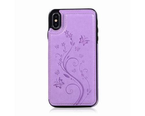 Housse étui Coque En Cuir à Motif Fleuri Para Samsung Galaxy S10 - Violet -2312
