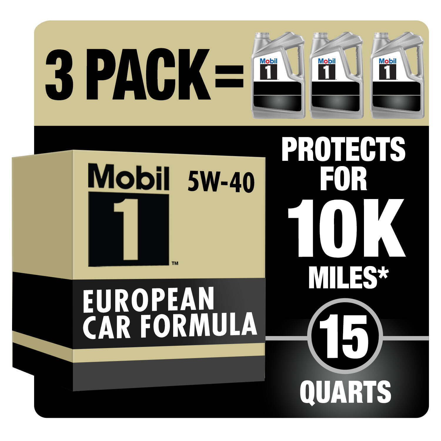 3 PACK Mobil 1 5W-40 Advanced Full Synthetic Motor Oil 5 Qt European Formula NEW