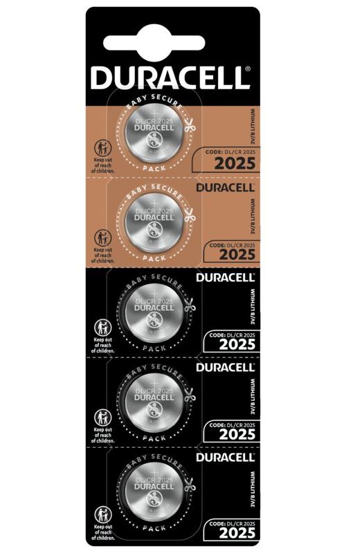 5 X Piles Au Lithium Duracell CR2025 DL2025 ECR2025
