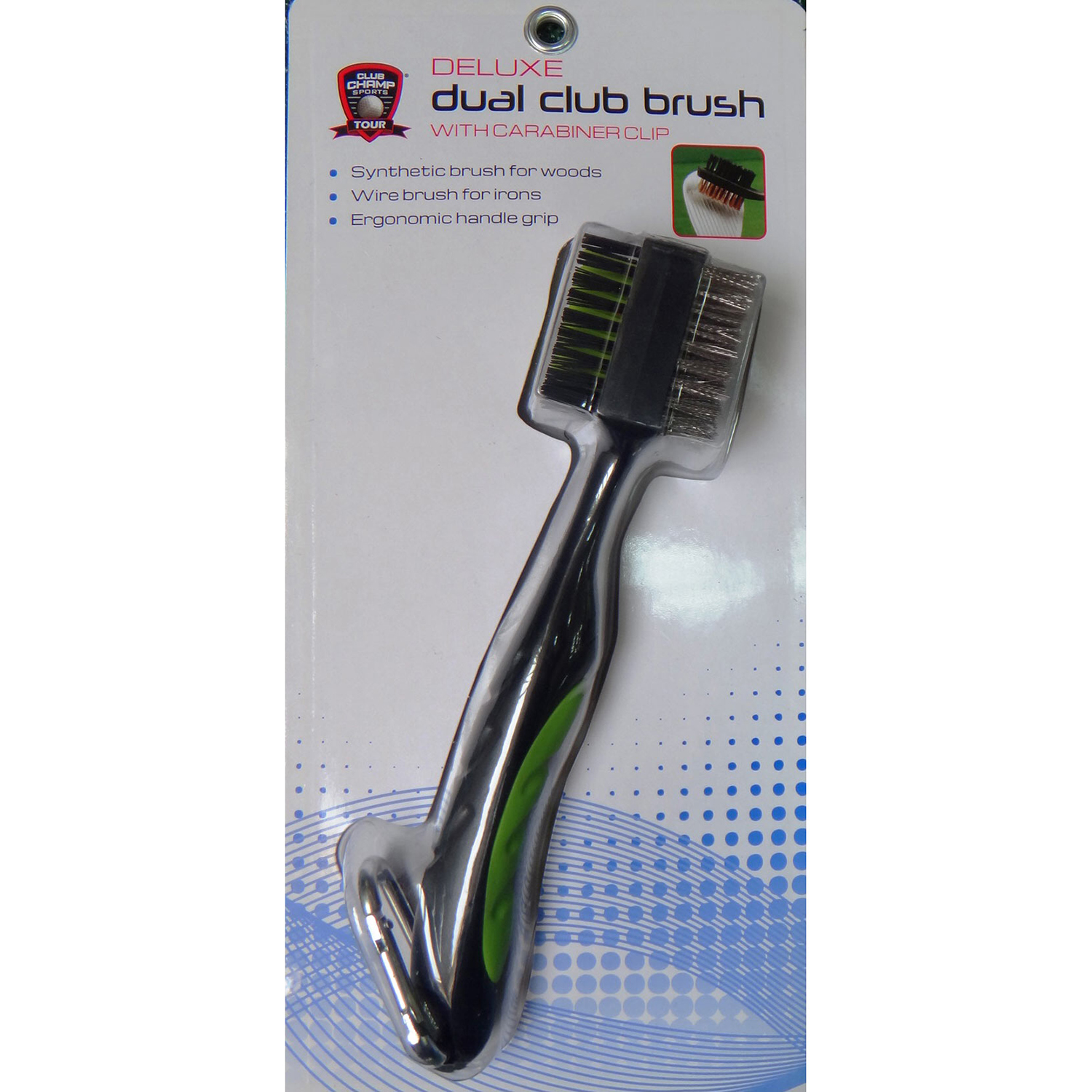 NEW Club Champ Deluxe Dual Club Brush with Carabiner Clip