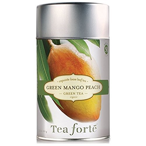 Tea Forte GREEN MANGO PEACH Organic Loose Leaf Green Tea, 3.5 Ounce Tea Tin (pack of 2)