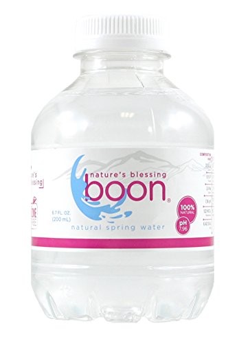 Boon Natural Spring Water, Flat Cap Bottles 6.7 FL OZ (Pack of 12)