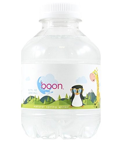 Boon Natural Spring Water, Flat Cap Bottles for Kids 6.7 FL OZ (Pack of 12)