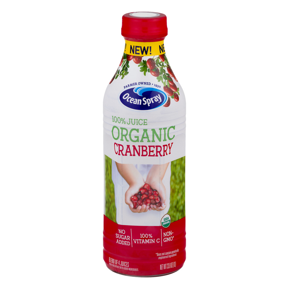 Ocean Spray 100% Juice, Organic Cranberry - 1 Lt