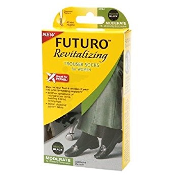 FUTURO Revitalizing Trouser Socks for Women, Moderate Black, Medium 1.0 Pr(pack of 2)