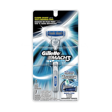Gillette MACH3 Turbo Razor Handle with 1 Blade Refill 1.0 Ea(pack of 4)