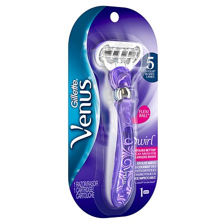 Gillette Venus Swirl Women's Razor with 1 Cartridge Purple 1.0 Ea(pack of 4)