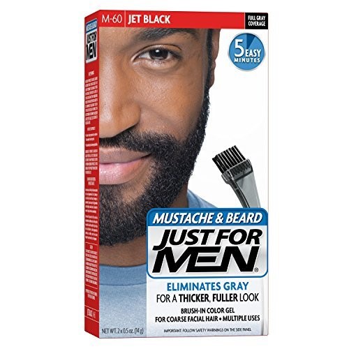 Just for Men Brush-in Color Gel for Mustache & Beard, Jet Black M-60 1.0 Ea(pack of 6)