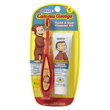 IODENT Curious George Toothbrush & Toothpaste 1.0 Ea(pack of 4)