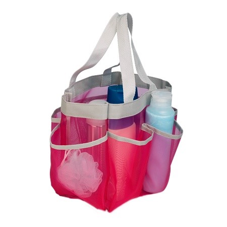 Honey Can Do 6 Pocket Shower Tote Pink and Gray 1.0 Ea(pack of 4)