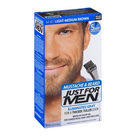 Just for Men Brush-in Color Gel for Mustache & Beard, Light Medium Brown M-30 1.0 Ea(pack of 12)