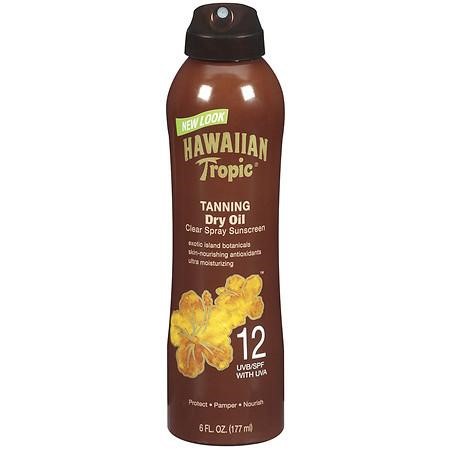 Hawaiian Tropic Tanning Dry Oil Clear Spray Sunscreen, SPF 12 6.0 Fl Oz(pack of 6)