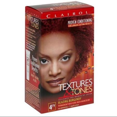 Clairol Textures & Tones Permanent Hair Color, Blazing Burgundy 4RV 1.0 Ea(pack of 2)
