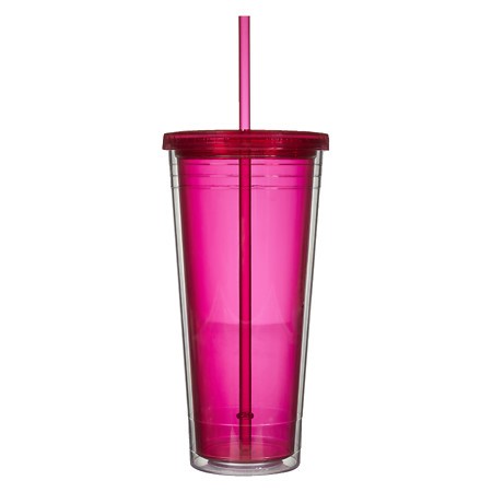 Living Solutions Double Wall Tumbler with Straw 24 Ounce Assorted 1.0 Ea (Pack of 3)