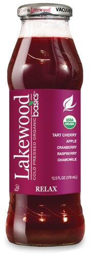Lakewood Organic Basics Juice Relax with Cherry, Raspberry & Chamomile - 12.5 Fl Oz Pack of 4