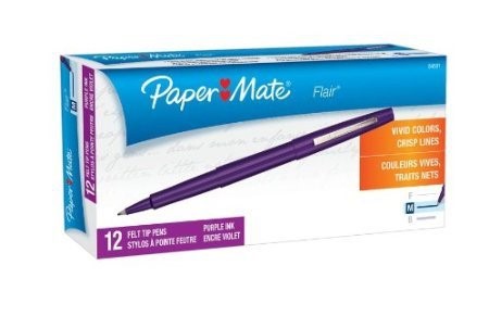 Paper Mate 8450152 Flair Porous Felt Tip Pens, Medium Point, Purple, Case of 12 Dozens