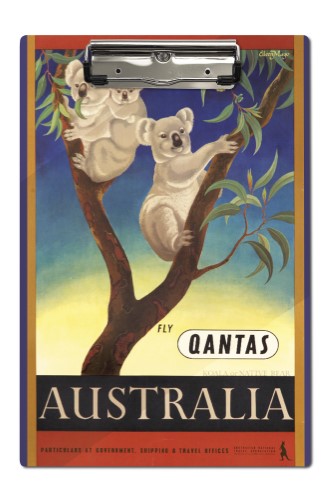 Qantas - Australia (artist: Mayo, Eileen) Australia C. 1953 - Vintage Advertisement (Acrylic Clipboard)