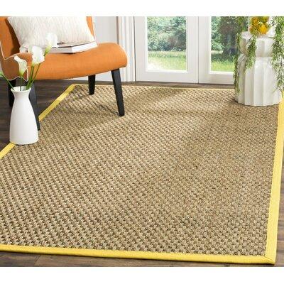 Brown/Yellow Area Rug - Highland Dunes Wyman Bamboo Slat/Seagrass Natural/Gold Area Rug Bamboo Slat & Seagrass in Brown/Yellow | Wayfair