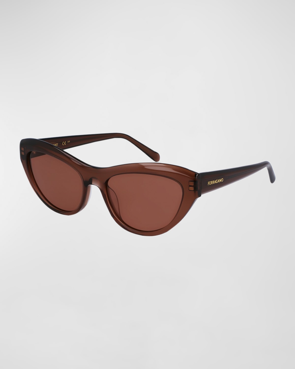 Ferragamo Women's Cat Eye Sunglasses SF1103S 232 Transparent Brown 55mm
