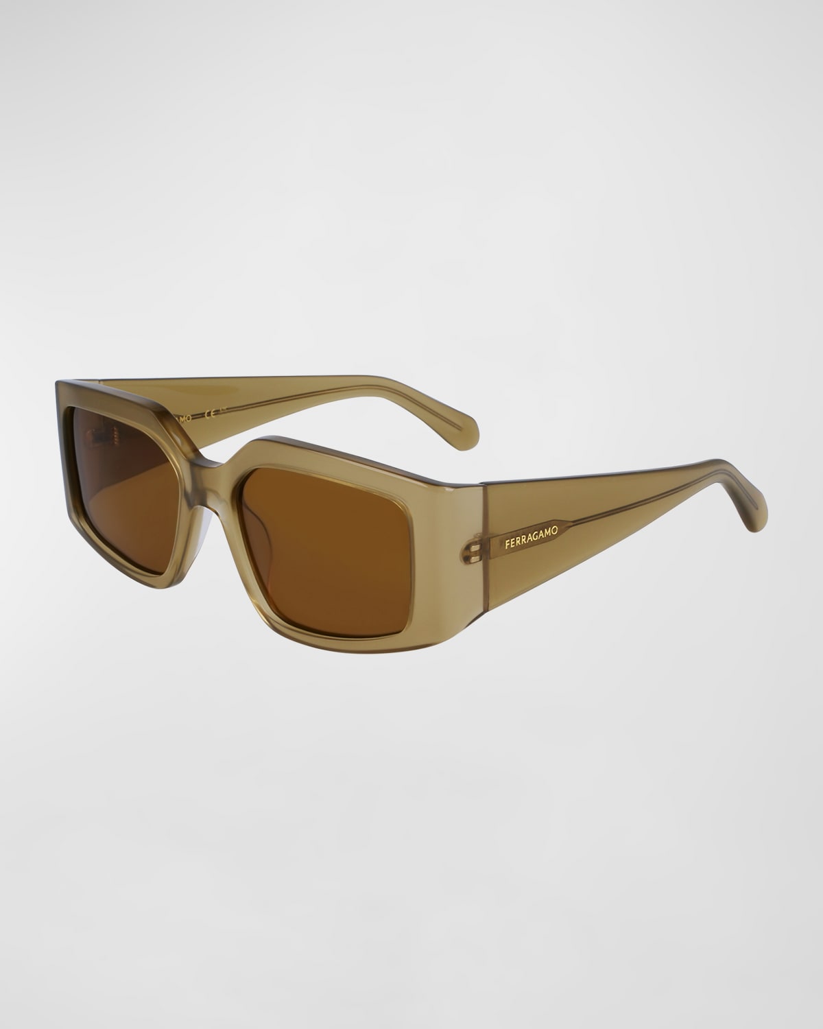 Ferragamo Women's Modified Rectangle Sunglasses SF1101S 330 Opaline Olive 54mm