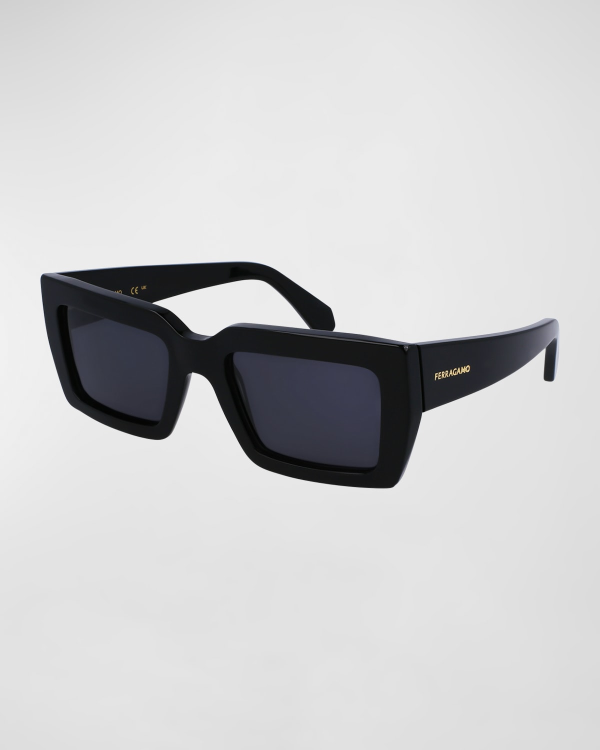 Ferragamo, Sunglasses, Unisex, Black, 54 MM, Geometric Sunglasses