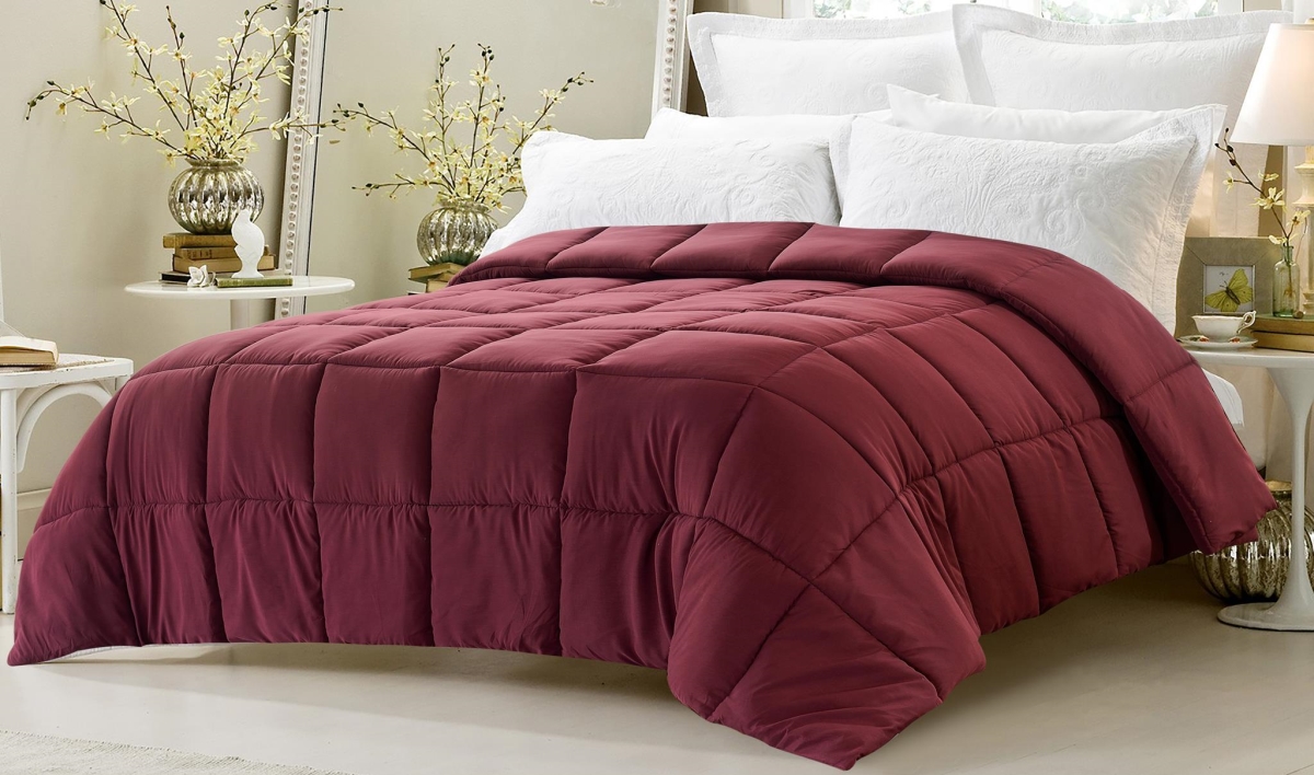 Bed in a Bag 3619 Super Oversized High Quality Down Alternative Comforter Fits Pillow Top Beds Wine