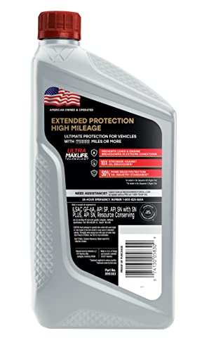 Valvoline Extended Protection High Mileage with Ultra MaxLife Technology 5W-30 Full Synthetic Motor Oil 1 QT, Case of 6 thumbnail