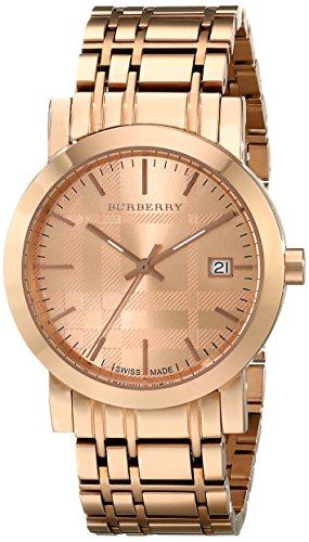 Burberry Mens Rose Gold Tone Signature Plaid Dial Watch