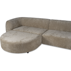 PTMD Lujo Sofa Cream 6051 Fiore Fabric Longchair Pouf