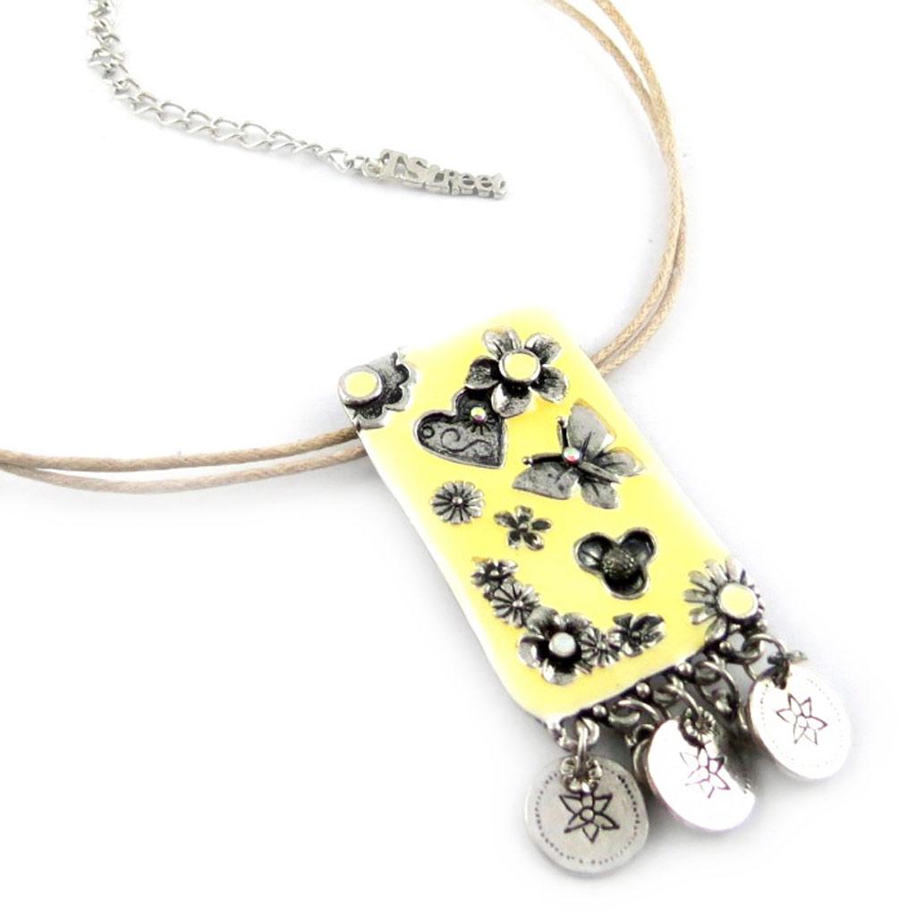 Les Trésors De Lily [E6678] - Designer Necklace 'Ode Papillons' Beige