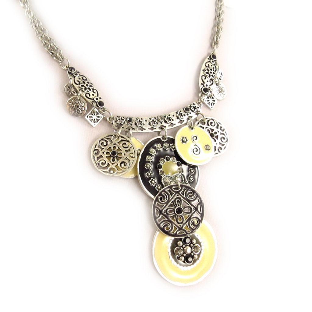Les Trésors De Lily [C7681] - Designer Necklace 'Byzantium' Black Ivory