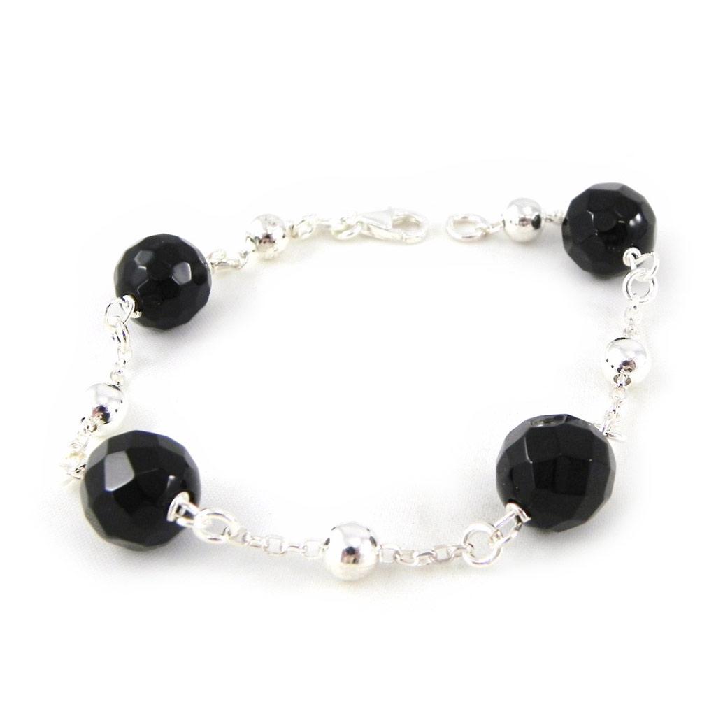 Les Trésors De Lily [B9332] - Bracelet Argent 'Vanessa' Noir Argenté
