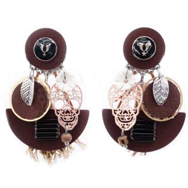 Les Trésors De Lily [Q5796] - Clips Créateur 'Lilipoupettes' Marron Doré Argenté - 55x40 Mm