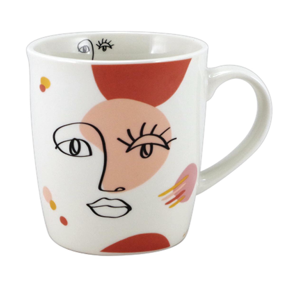 Les Trésors De Lily [R6755] - Mug Porcelaine 'Arty' Rose Blanc (visage) - 100x85 Cm (32 Cl)