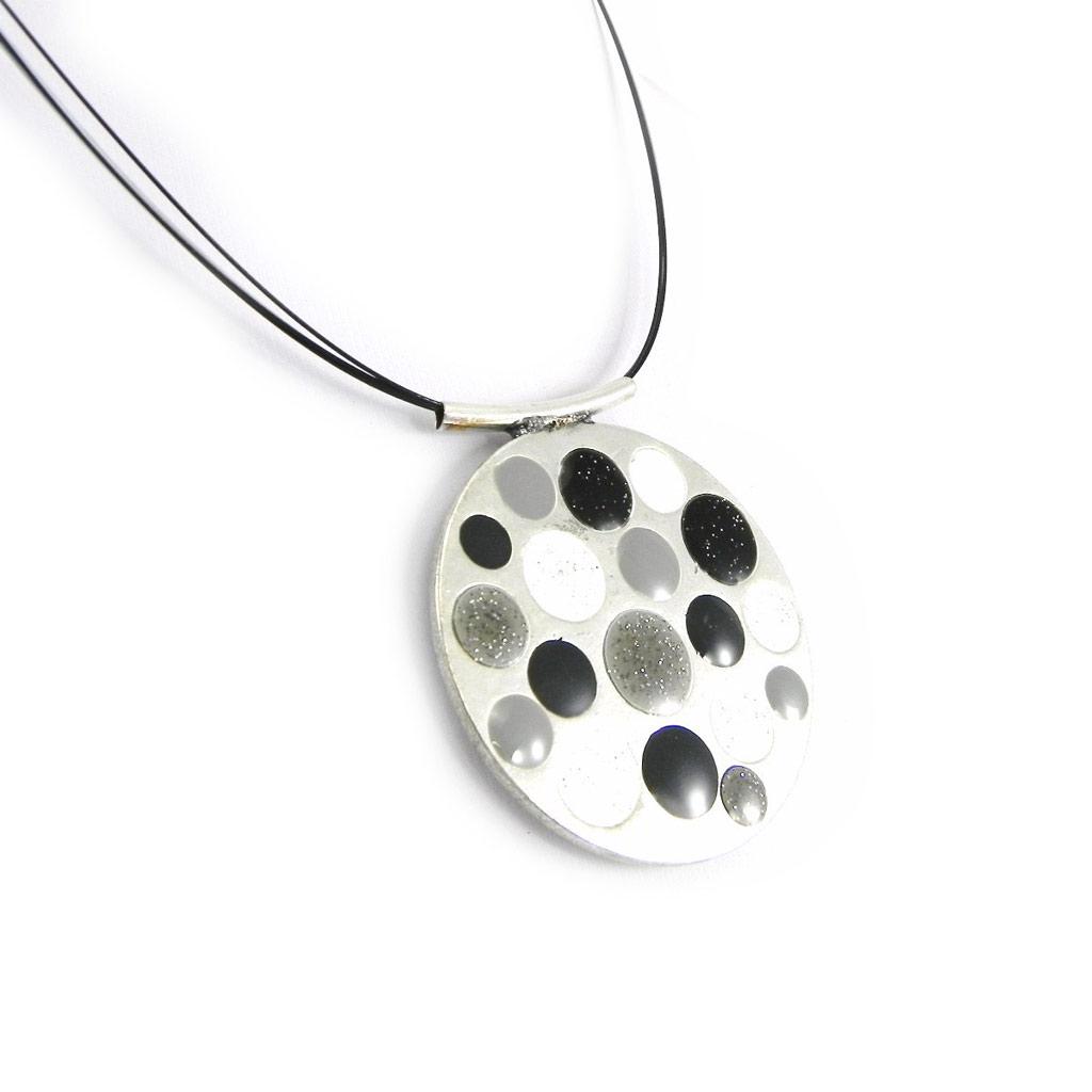 NOA [H4719] - Collier Créateur 'Coloriage' Noir Blanc Double Face