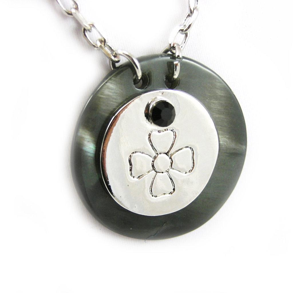 NOA [G0492] - Collier Créateur 'Nacre En Folie' Gris