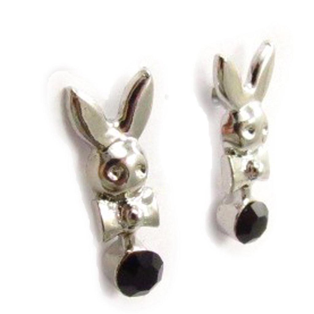 Les Trésors De Lily [J5954] - Boucles Créateur 'Lapinou' Noir Argenté