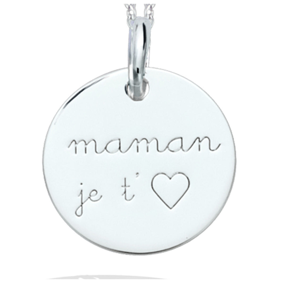 Les Trésors De Lily [R2564] - Pendentif Argent 'Maman Je T'aime' Argenté (rhodié) - 15 Mm