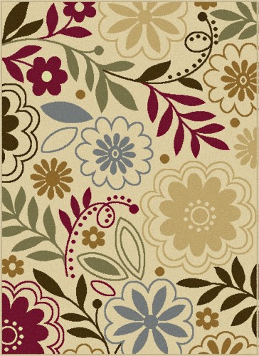 Potenza Buhl Area Rug 4542 Beige Flowers Leaves 7' 6' X 9' 10' Rectangle