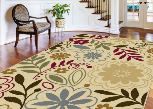 Potenza Buhl Area Rug 4542 Beige Flowers Leaves 5' X 7' Rectangle