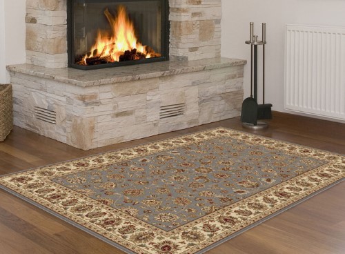 Potenza Essex Point Area Rug 5377 Traditional Blue Flowers Vines 5' 3' X 7' 3' Oval