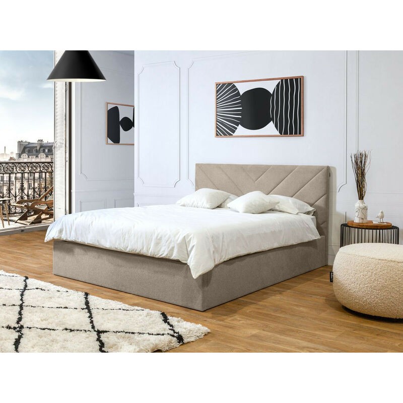 Lit Coffre Bobochic Lit Coffre Romane 160x200 Beige - Beige
