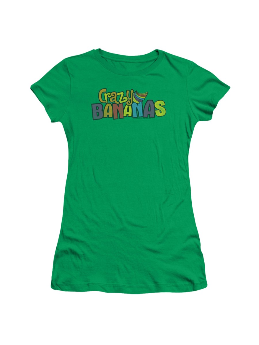 Trevco Dubble Bubble-Crazy Bananas - Short Sleeve Junior Sheer Tee - Kelly Green, Large