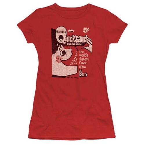 Trevco Dubble Bubble-Quicksand - Short Sleeve Junior Sheer Tee - Red, Small