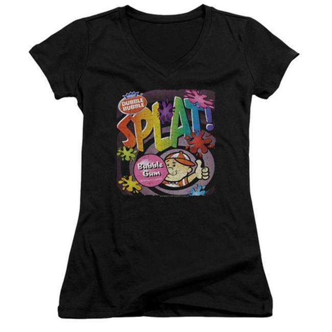 Trevco Dubble Bubble-Splat Gum - Junior V-Neck Tee - Black  2X