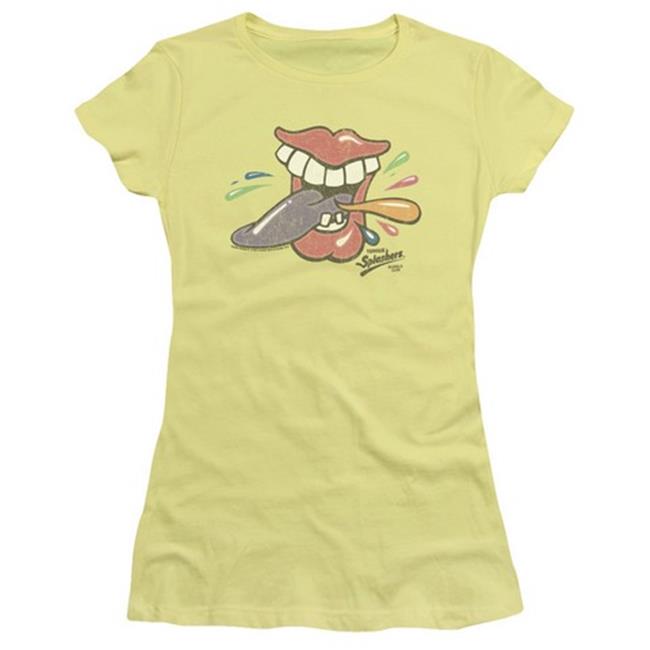 Trevco Dubble Bubble-Rolling Tongue - Short Sleeve Junior Sheer Tee - Banana, Extra Large