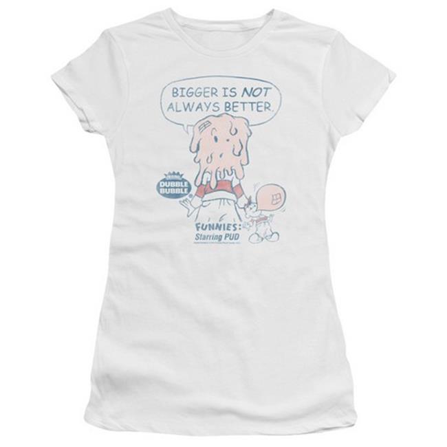 Trevco Dubble Bubble-Bigger - Short Sleeve Junior Sheer Tee - White & Small